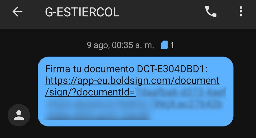 Recepción del SMS