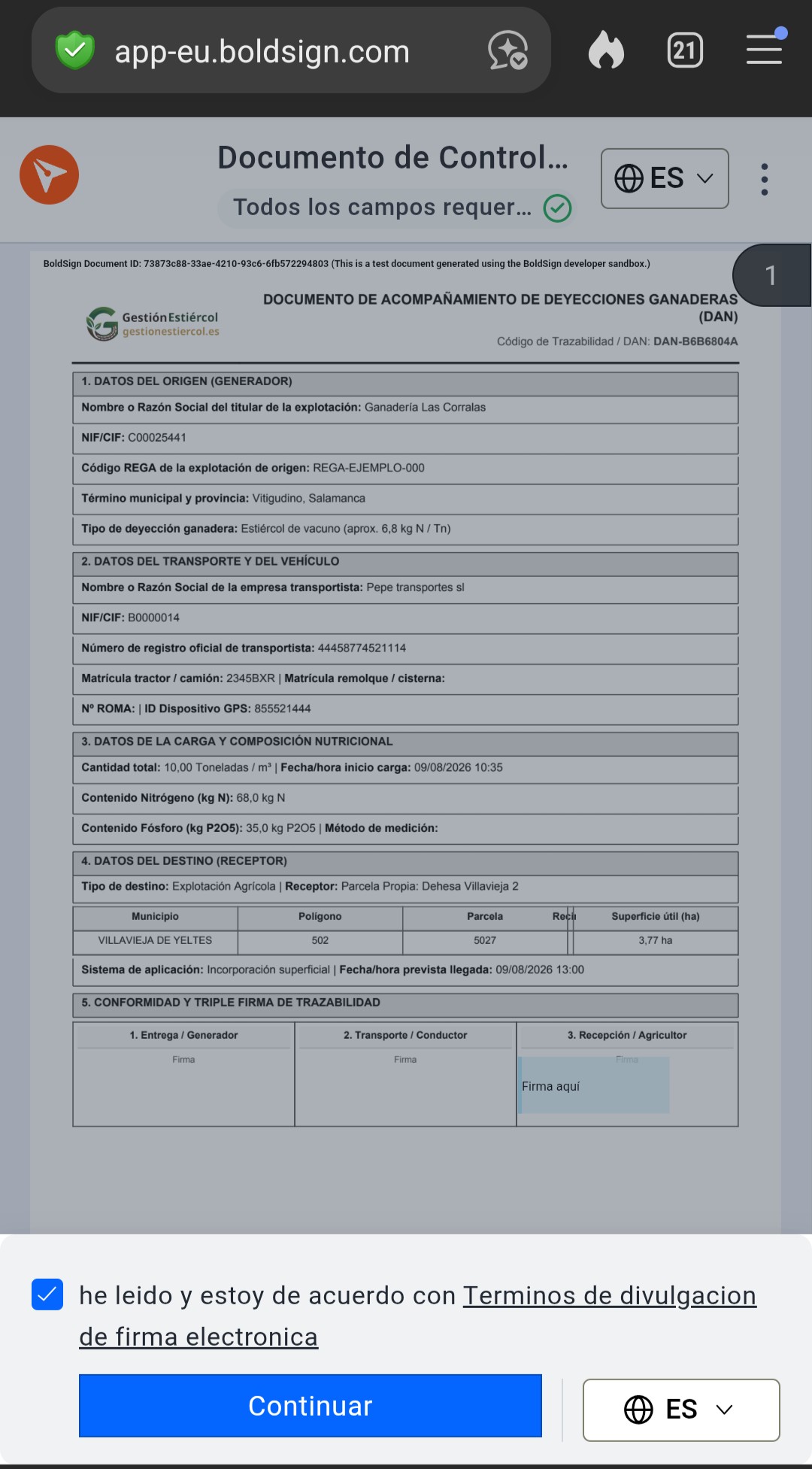 Aceptación de Términos