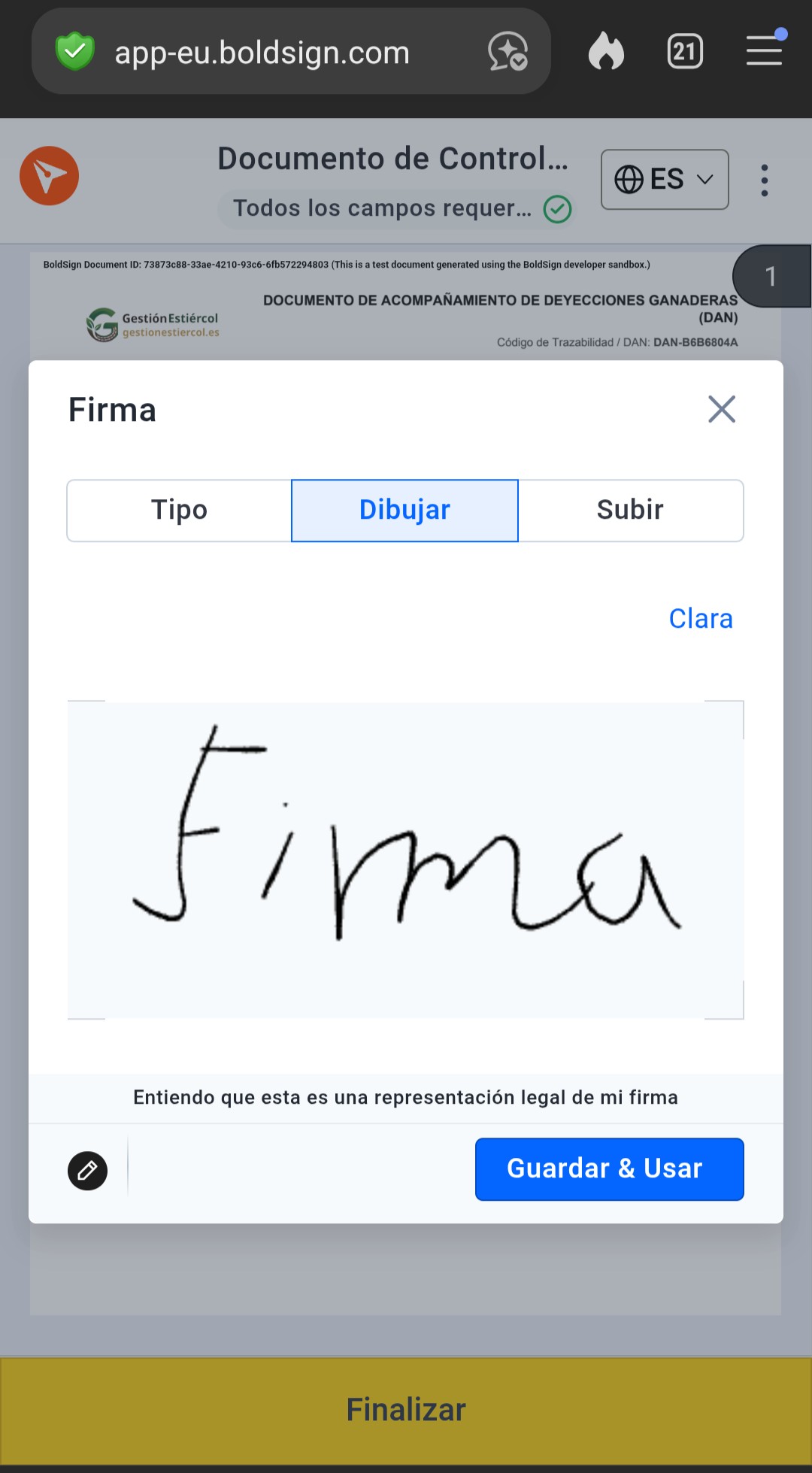 Panel de Dibujo de Firma