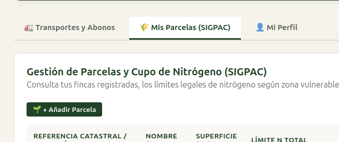 Acceso a la sección Mis Parcelas